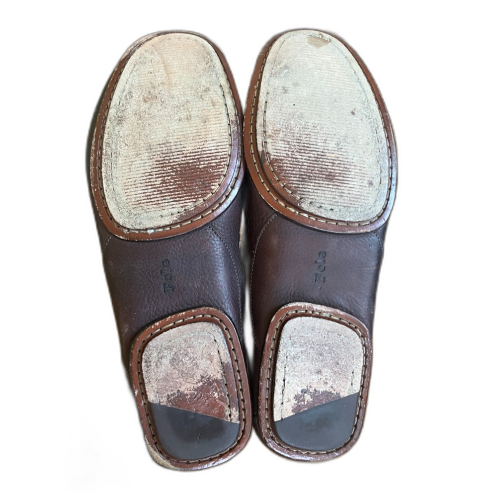 Polo Ralph Lauren Brown Leather Slip On Moccasin Loafers Shoes Mens Size 9 - Picture 9 of 9